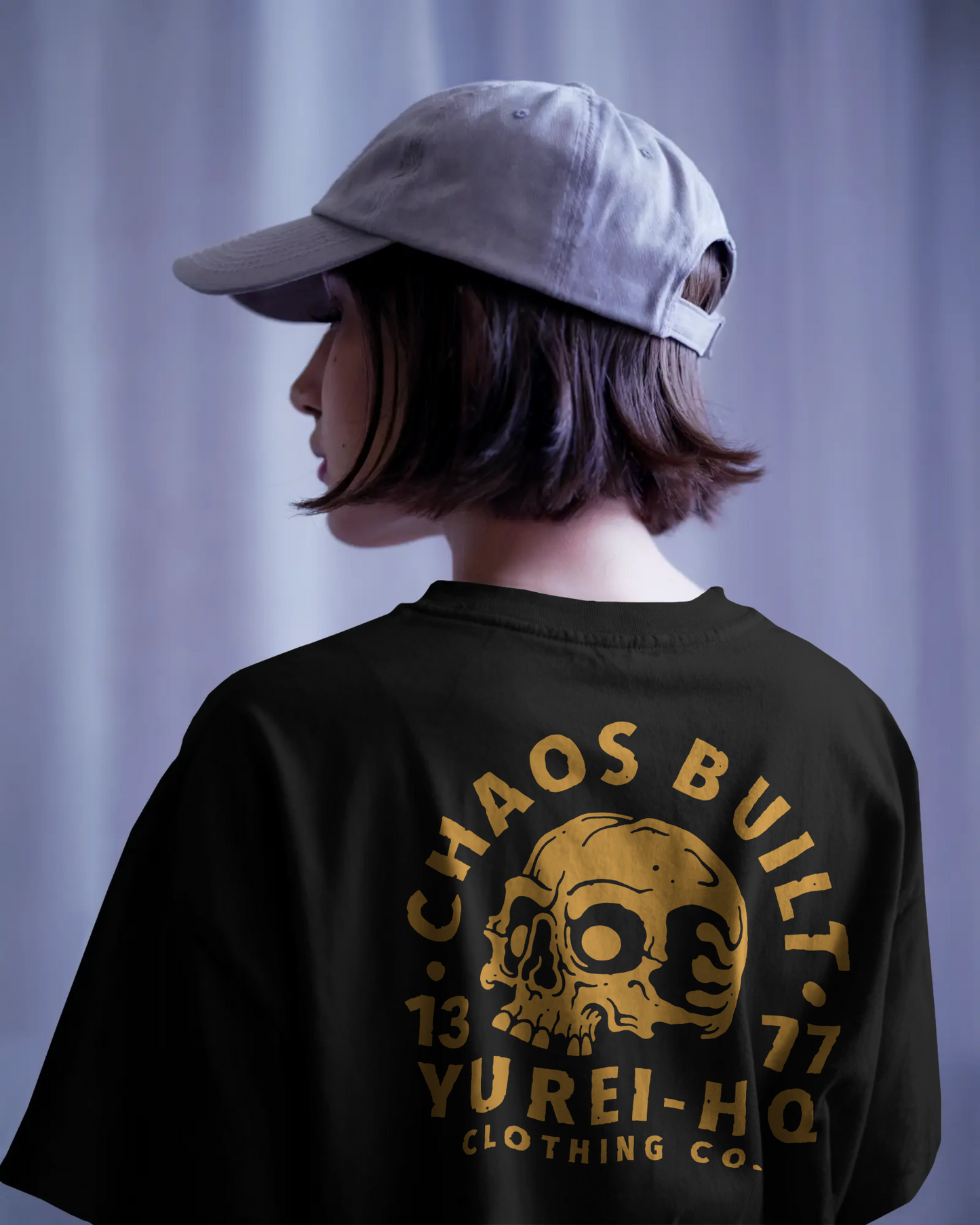 Chaos Built Heavy weight tee black gold print