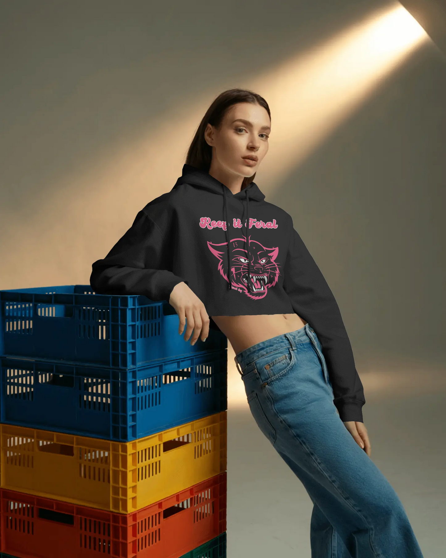 Feral cropped fleece hoodie